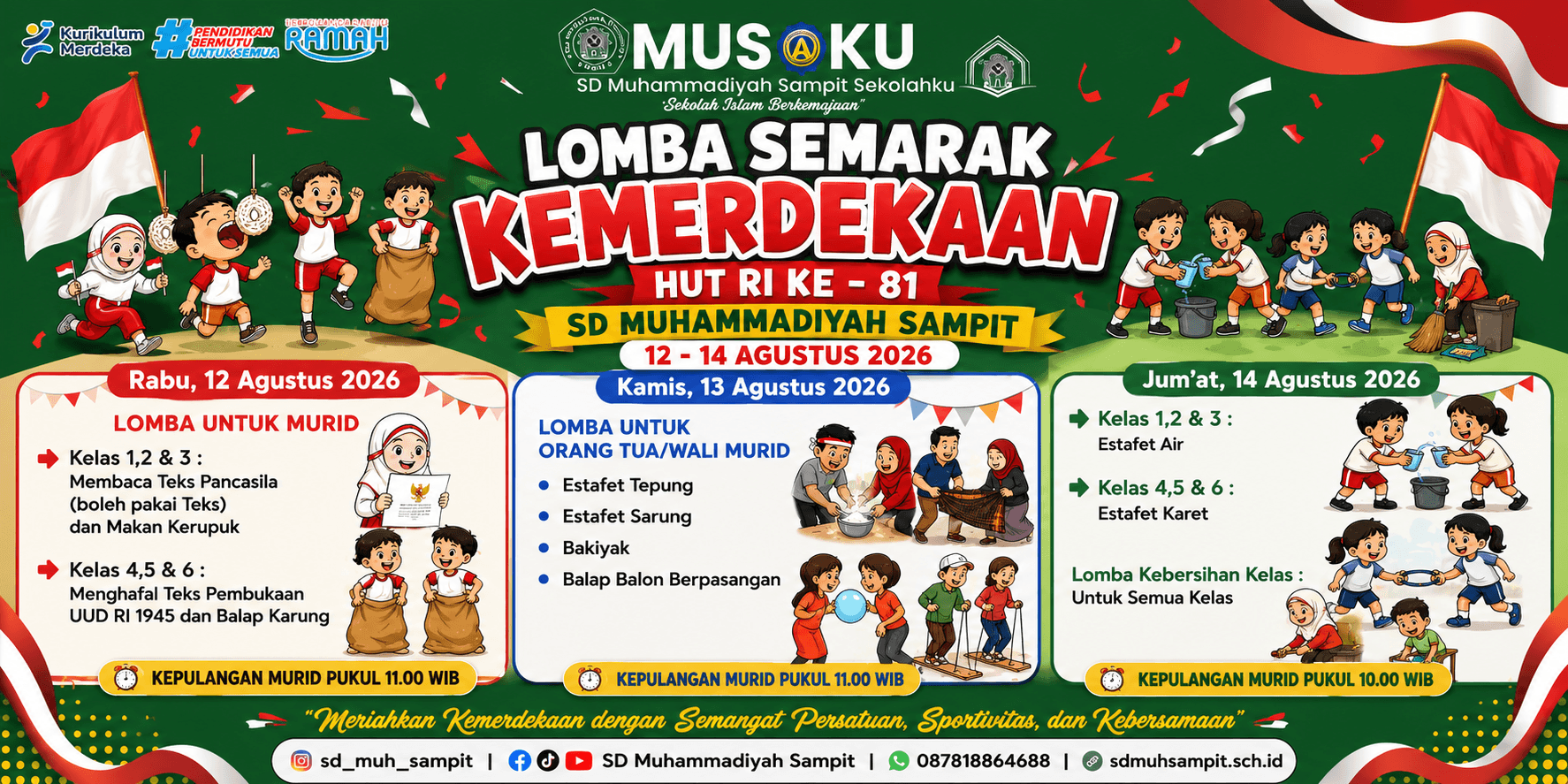 SD Muhammadiyah Sampit Gelar Lomba Semarak Kemerdekaan HUT RI ke-81